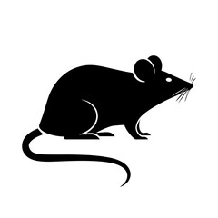 simple black rat silhouette on white background