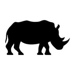 simple black rhino silhouette on white background