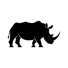simple black rhino silhouette on white background