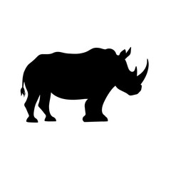 simple black rhino silhouette on white background