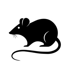 simple black rat silhouette on white background