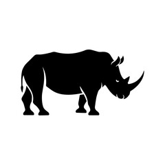simple black rhino silhouette on white background