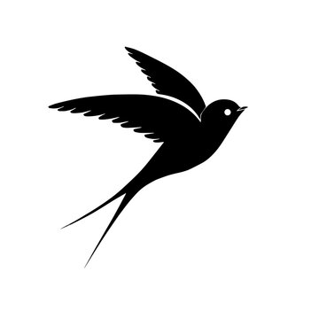 recommend clip art: simple black swallow silhouette on white background
