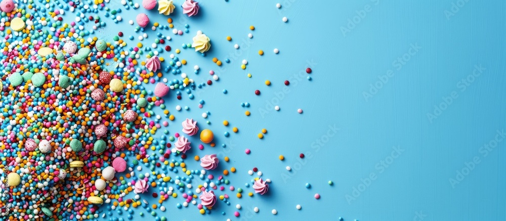 Aufkleber Sprinkles on blue background with copy space image.