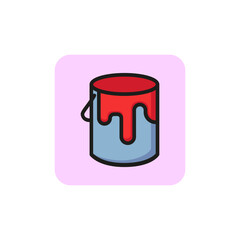 Paint for wall line icon. Bucket, jar, decor. Renovating concept. Vector illustration can be used for topics like decorating, home improvement, repair