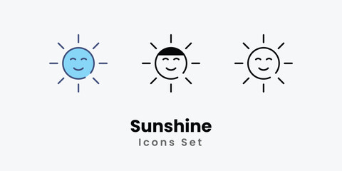 Sunshine icons vector set stock illustration