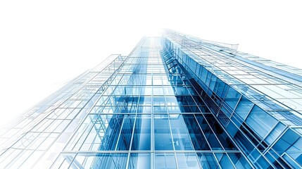 Fototapeta premium Evolution of a Modern High-Tech Skyscraper Blueprint Design Against White Background