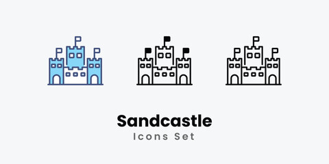 Sandcastle icons vector set stock illustration
