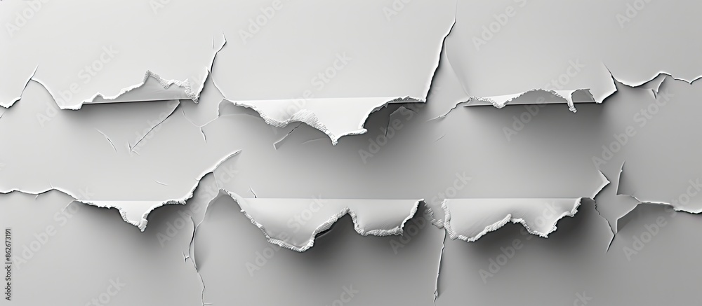 Aufkleber Collection of torn white paper on gray background with copy space image.