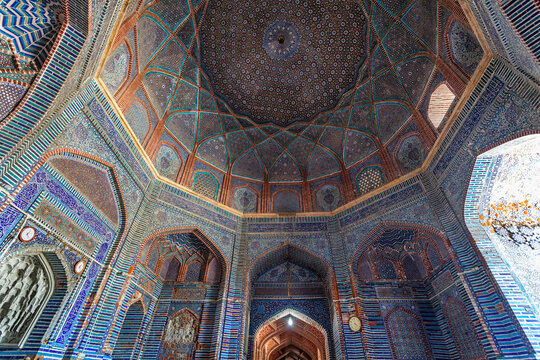 View of intricate decorative shrine of sachal sarmast, daraza, sindh, pakistan.