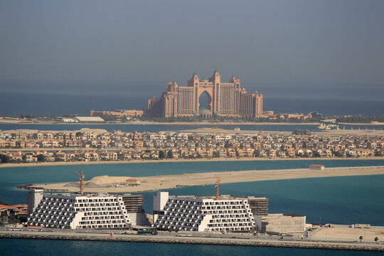 Dubai, United Arab Emirates - 05 March 2013: View of Palm Jumeirah and Atlantis The Palm, Dubai, United Arab Emirates.