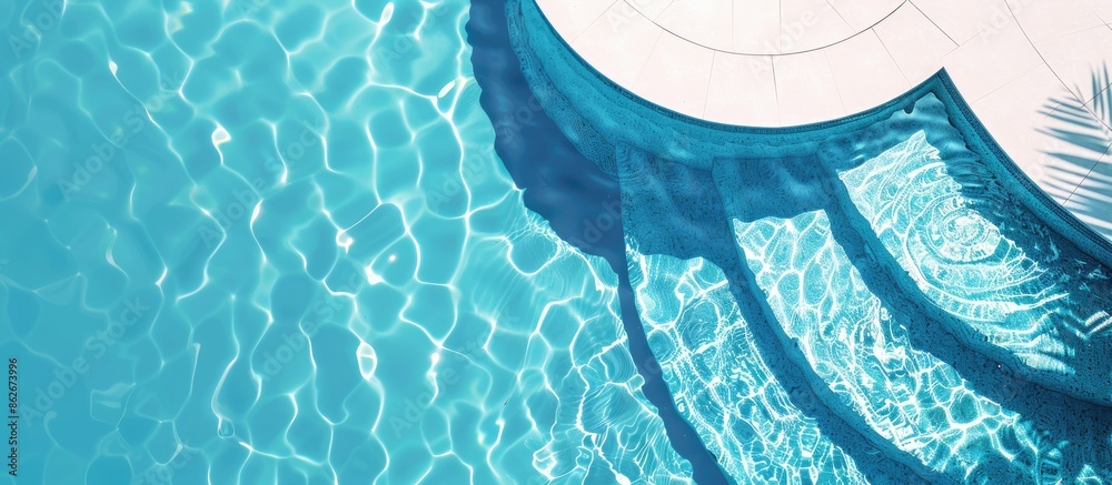 Poster blue swimming pool in summer with copy space image.