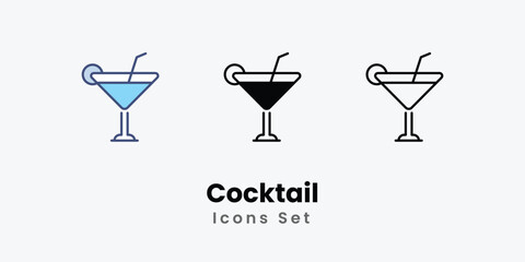 Cocktail icons vector set stock illustration