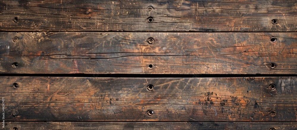Aufkleber An appealing horizontal background showing the intricate texture of aged wooden boards with space for adding images. Copy space image. Place for adding text and design