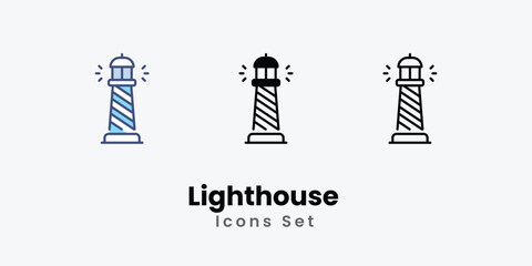 Lighthouse icons vector set stock illustration