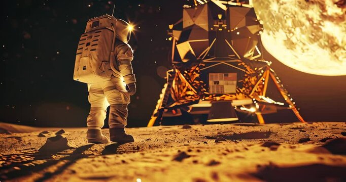 lunar module vintage photo featuring astronaut on the moon, capturing nostalgia and space milestones