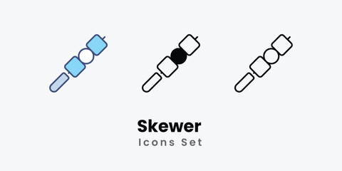 Skewer icons vector set stock illustration