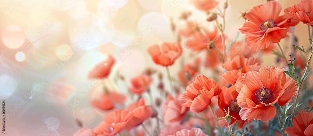 Poster Blooming European Cornel with a beautiful background for text placement, creating a stunning copy space image.