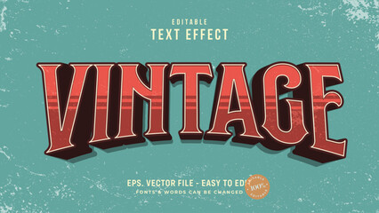 Vintage retro editable text effect, rough warp style