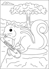 squirrel funny animal coloring book page