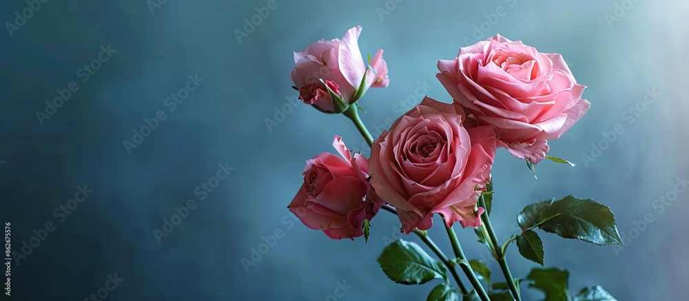 Poster a beautiful arrangement of fragrant roses is displayed against a stunning copy space image, perfect 