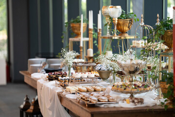 wedding table setting. candy bar