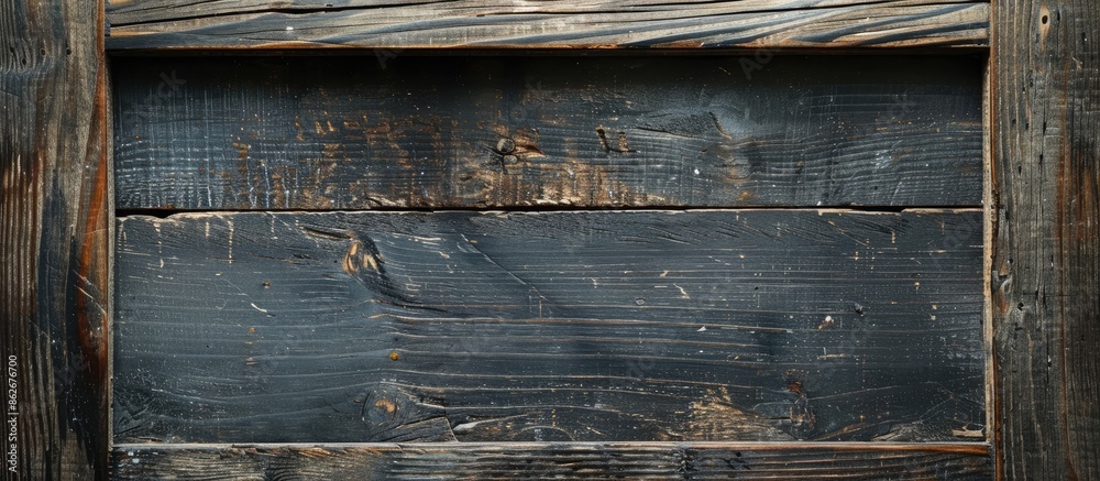 Fototapete Gray background with a wooden-framed empty space for adding an image. Copy space image. Place for adding text and design