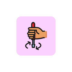 Fototapeta premium Turning screwdriver line icon. Hand, work tool, twisting. Repair concept. Vector illustration can be used for topics like workshop, mechanic, engineering