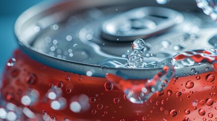 top of aluminium Soda cans with water drops