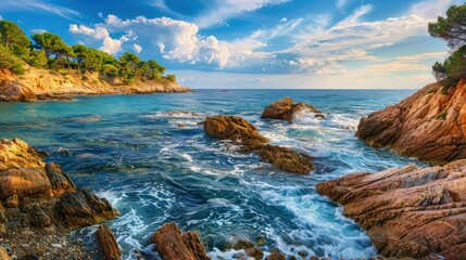 A distant view of a beautiful seaside part of Spain.