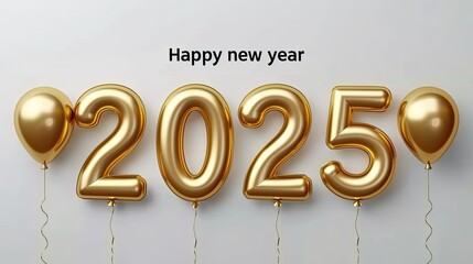 Golden 2025 New Year Balloons