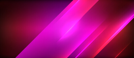 Obraz premium Neon dynamic diagonal light rays background. Techno digital geometric concept design for wallpaper, banner, presentation, background