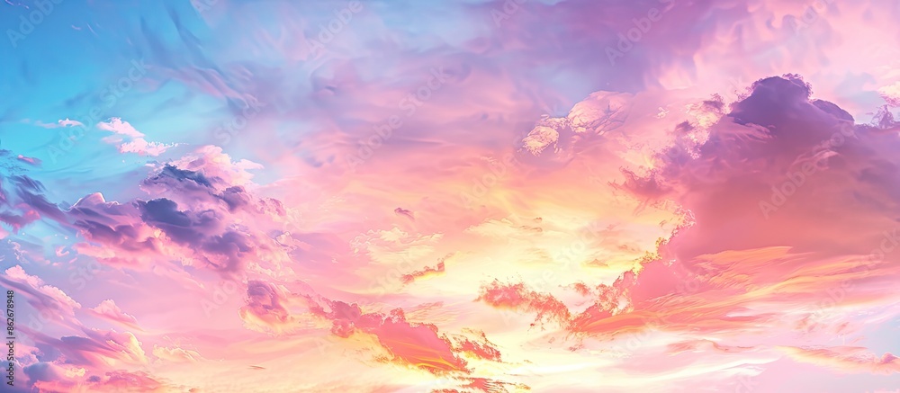 Aufkleber gorgeous sunset sky with colorful hues and clouds, ideal for a copy space image.