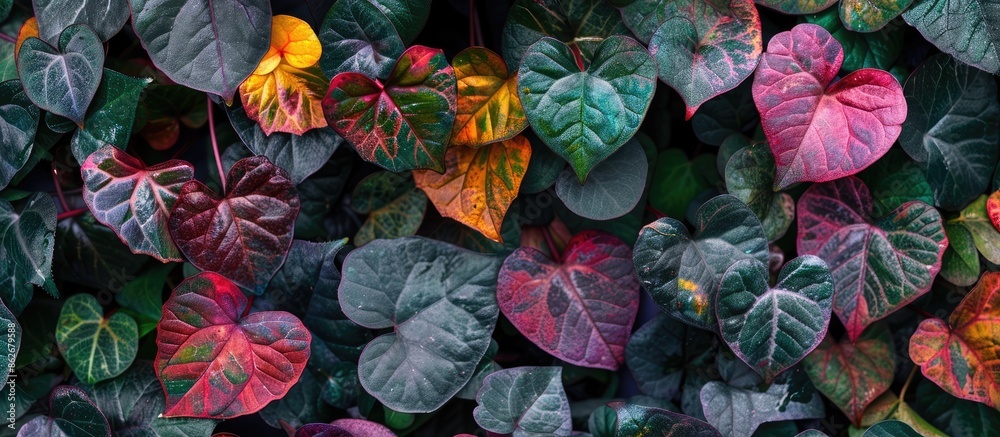 Aufkleber A scenic display of heart-shaped leaves creates a backdrop symbolizing nature's charm and vibrancy with a captivating copy space image.