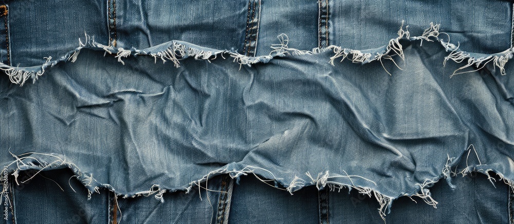 Poster torn denim texture featured in jeans with copy space image.