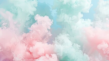 Fototapeta premium Pastel Dreamscape: Abstract Ink Swirls in Mint and Rose