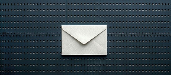 A white letter on a black pegboard background with space for copying images.