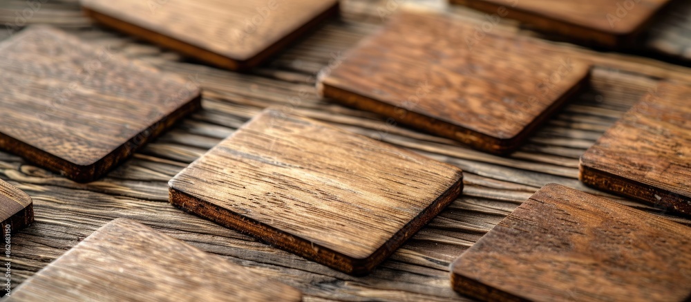 Leinwandbilder wooden business cards arranged neatly with ample space for logo or text, creating a unique display f