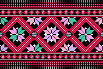 Karen ethnic,embroidery seed adornment on black and red palettes traditional colorful striped pattern ,ethnic pattern,ikat weaving,textile,design for clothing, wrapping ,craft ,furnit,wallpaper