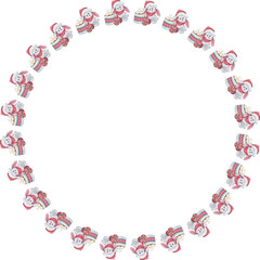 Cartoon lamb chritmas wreath illustration on transparent background.