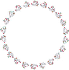 Naklejka premium Cartoon seal chritmas wreath illustration on transparent background.