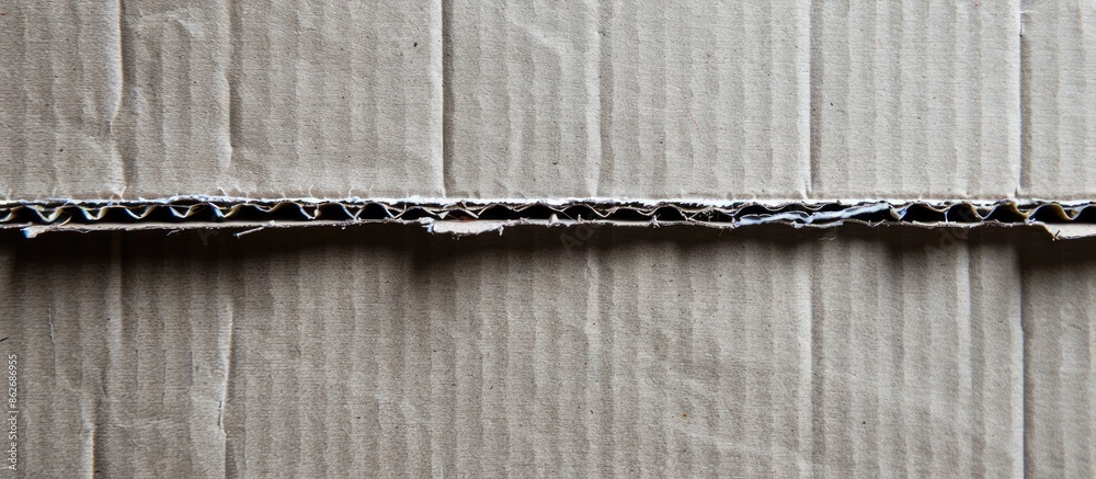 Poster a picture of corrugated grey cardboard with a white background and space to overlay text or images, 