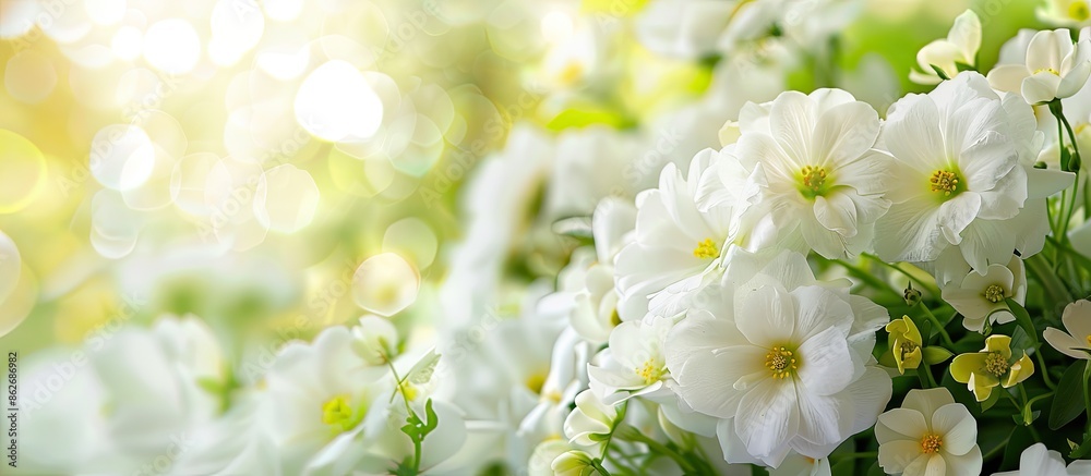 Aufkleber A stunning display of elegant white flowers with a background ideal for adding text or images - copy space image.