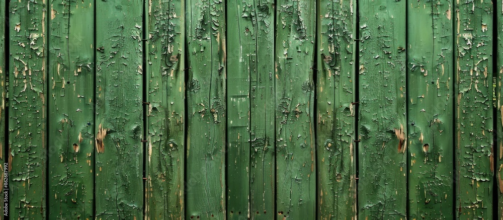Poster background of a green painted wooden fence with a textured copy space image.