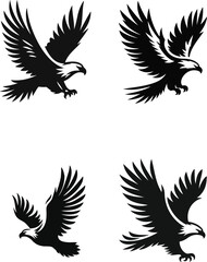 Majestic Eagle Silhouette: Powerful Flight in Black and White