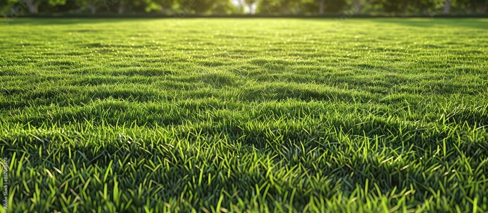 Poster Lush lawn as a background setting in a copy space image.