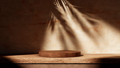 Empty wooden podium in home interior