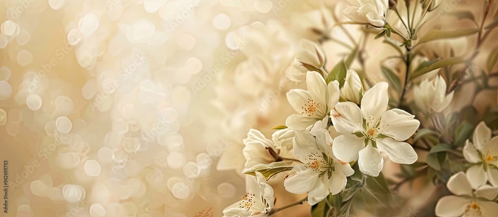 Poster Blooming European Cornel with a beautiful background for text placement, creating a stunning copy space image.