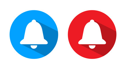 Notification bell, alert icon with long shadow