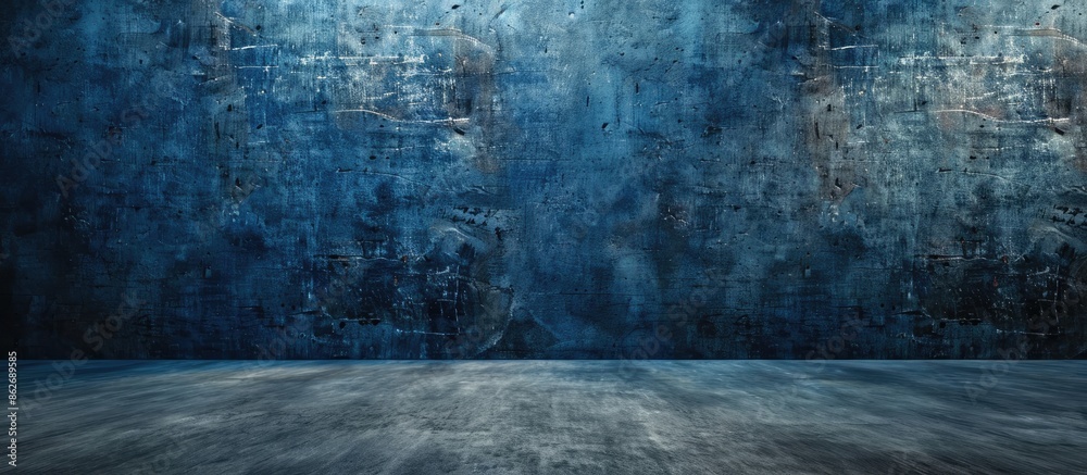 Leinwandbilder Dark blue cement wall providing a beautiful grunge backdrop with space for text in the image. Copy space image. Place for adding text and design